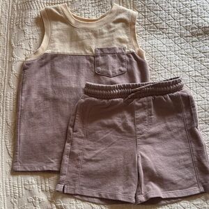 Boys Yellow and Brown Sleeveless Set